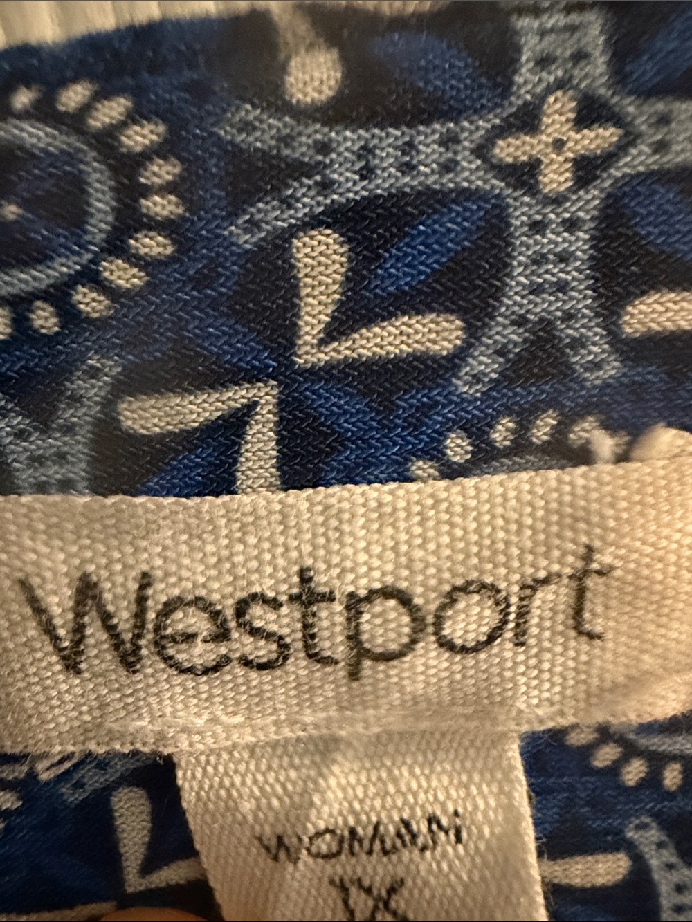 Westport Navy Geometric Henley Tunic with Buttons - Picture 4 of 5